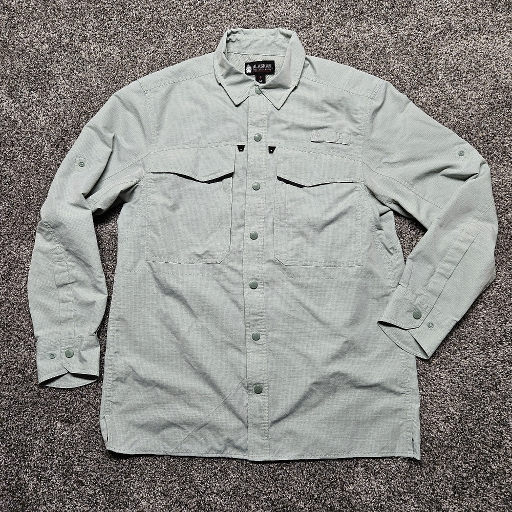 Duluth Alaskan Hardgear Mint Green Grayling Shirt Mens Medium Fishing Vented